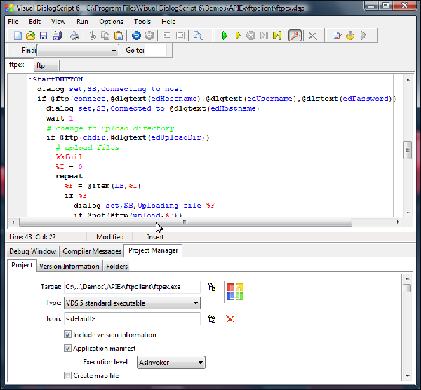 The Visual DialogScript development environment