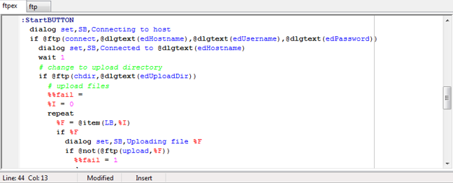 The script editor window