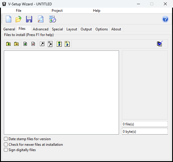 V-Setup 5, Files tab