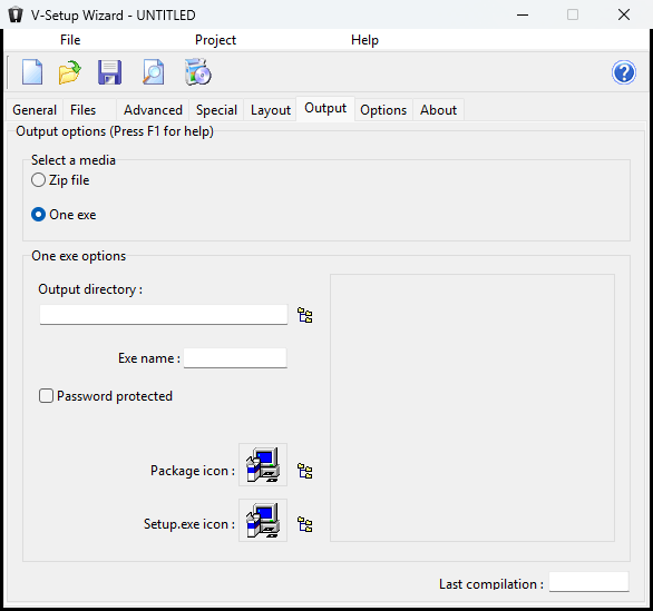 V-Setup 5, Output tab